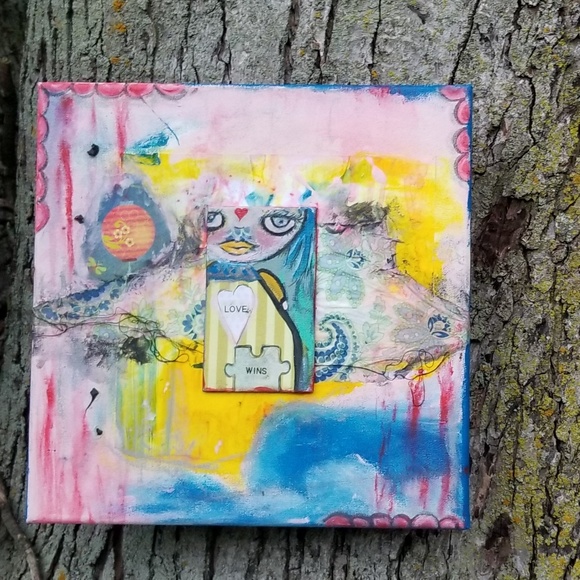 Love Wins Mixed Media Canvas Art - Picture 3 of 3